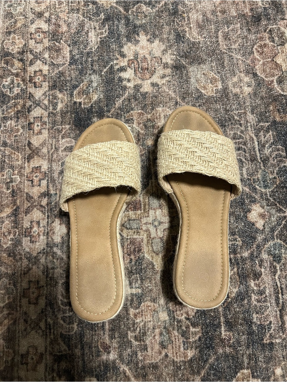 Woven Slide Sandals in Beige - Women